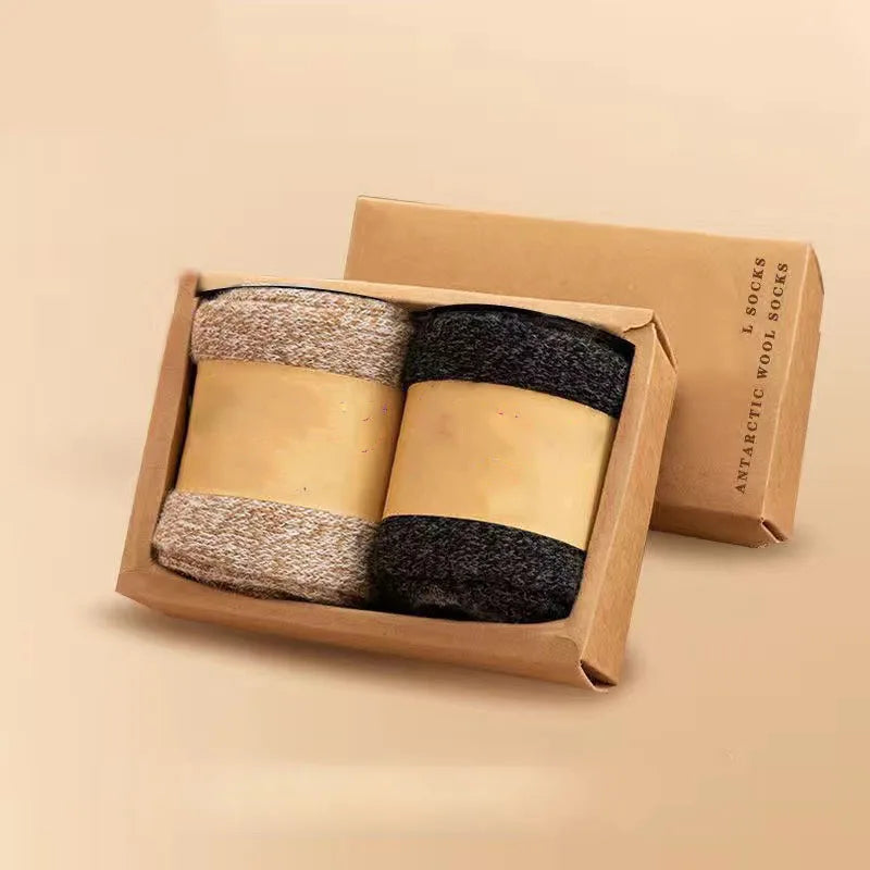 2 Pairs Merino Wool Socks – Thick Mid-Leg Winter Socks for Men