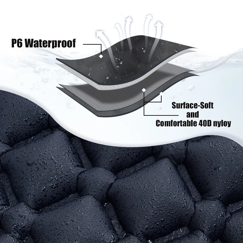 PACOONE Ultralight Inflatable Sleeping Pad with Pillow – Built-in Pump for Camping & Hiking