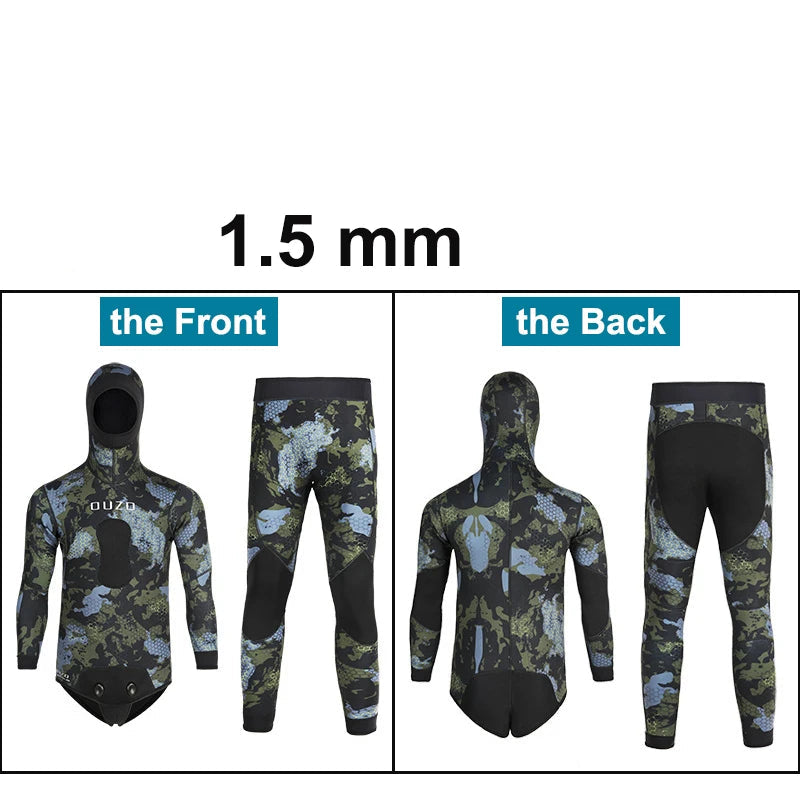 Women's Camo Spearfishing Wetsuit – 1.5mm/3mm Neoprene Two-Piece Diving Suit