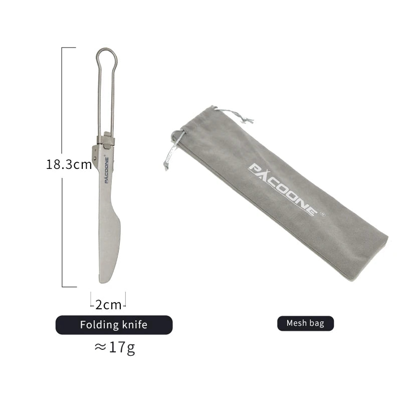 PACOONE Ultralight Titanium Spork – Folding Camping Spoon & Fork for Hiking & Travel
