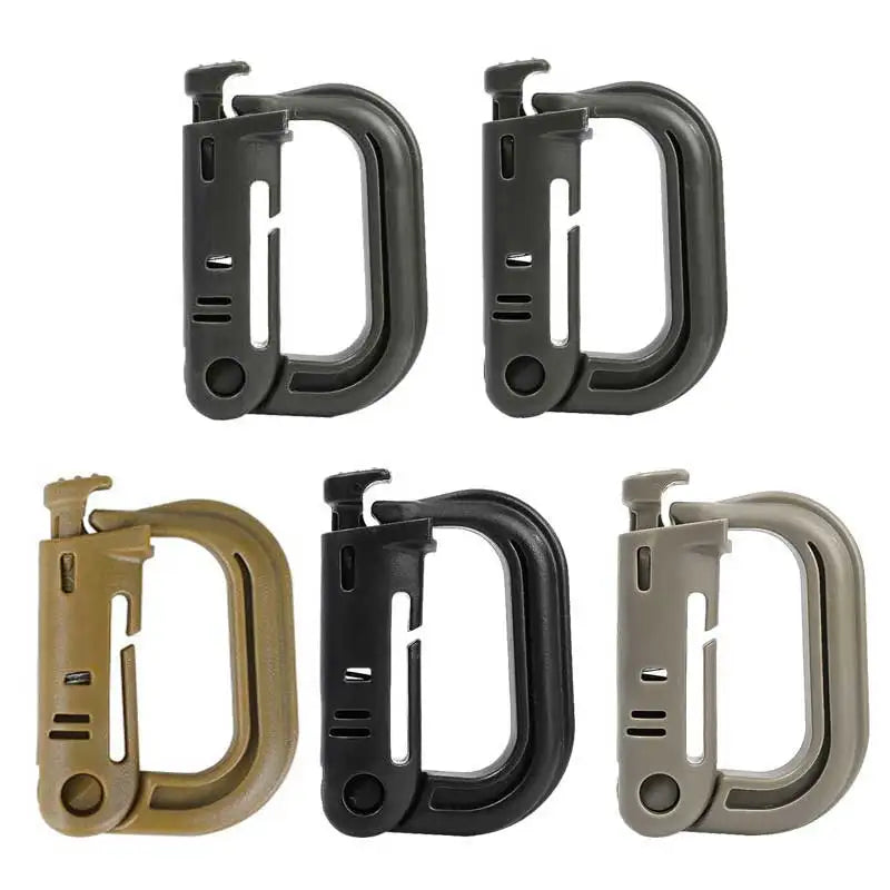 5PCS Grimloc Molle Carabiner D Locking Ring Plastic Clip – Multi-Purpose Keychain
