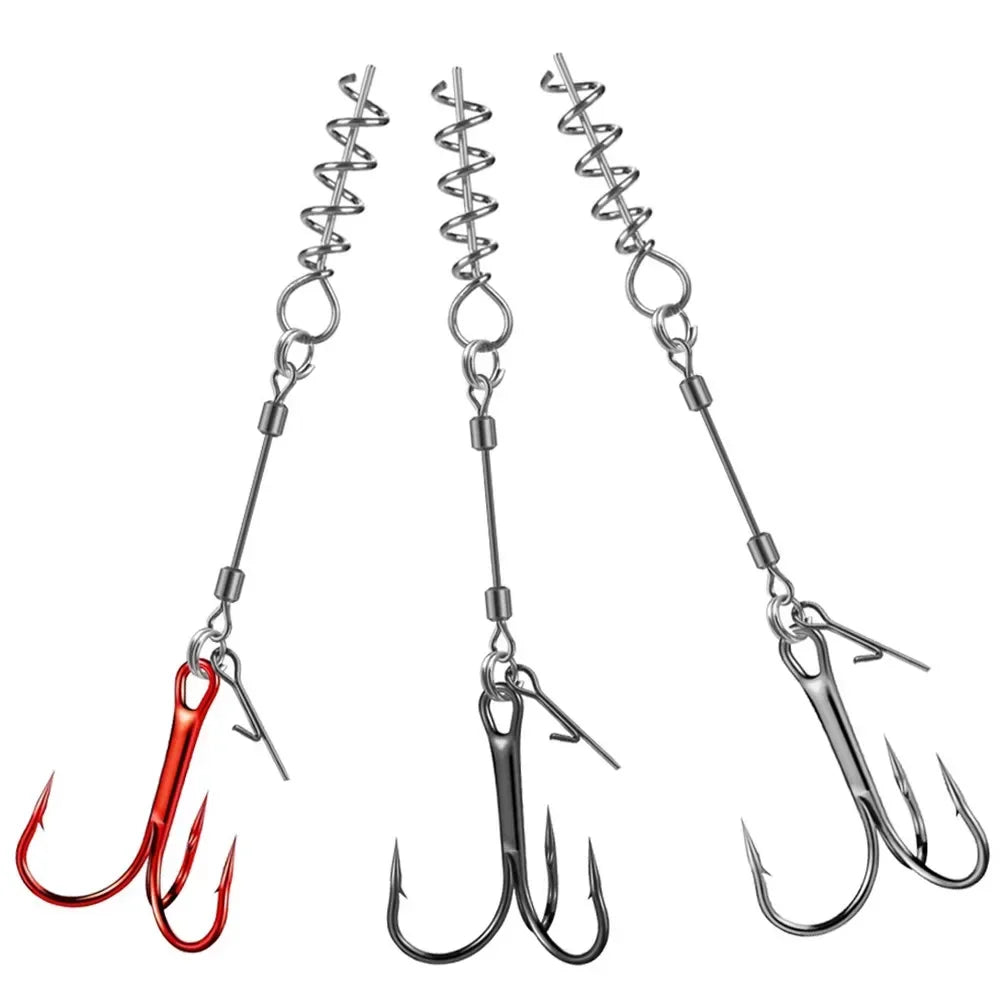 3PCS Fishing Treble Hooks with Twist Lock – High Carbon Steel Hooks for Soft Lures
