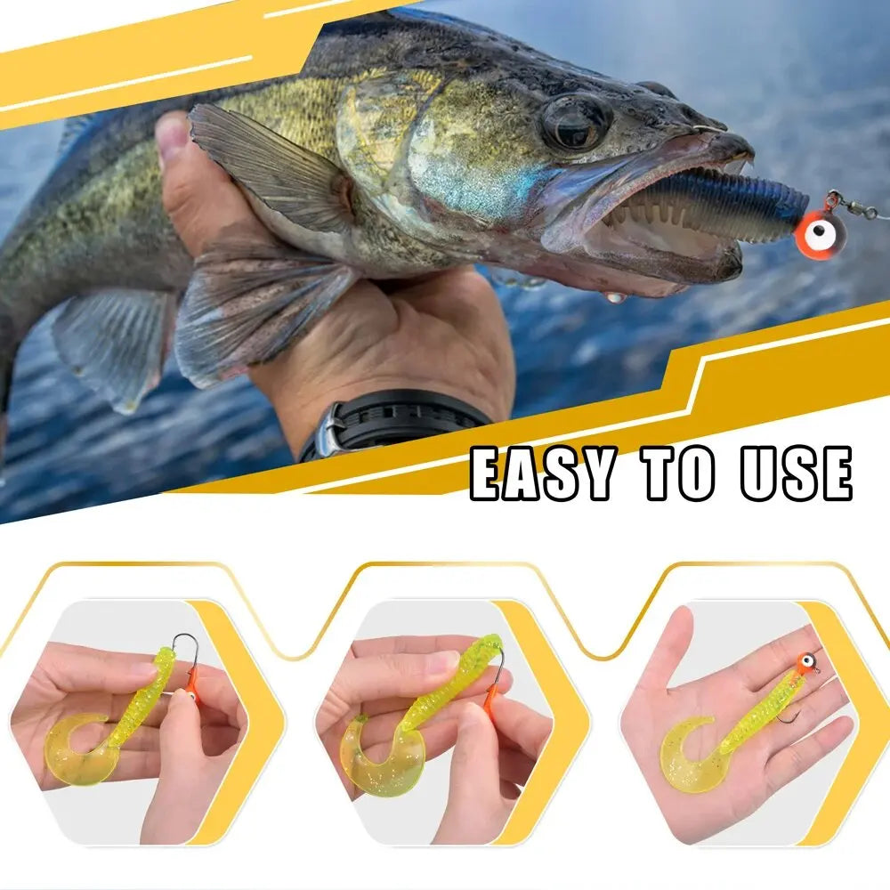 30–80PCS Jig Head Hooks – Barbed Crank Hooks for Ocean Boat Fishing