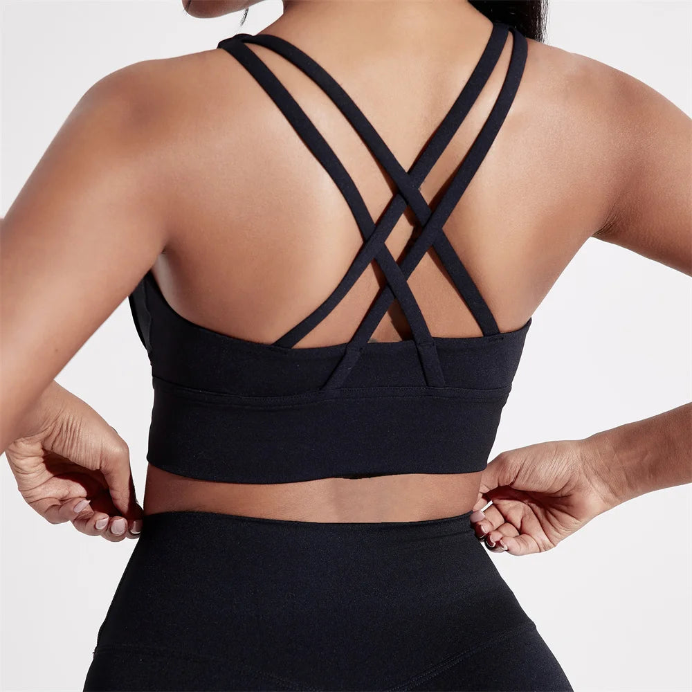 Women's Cross Back Fitness Bra – High Strength Sports Top For Yoga & Gym