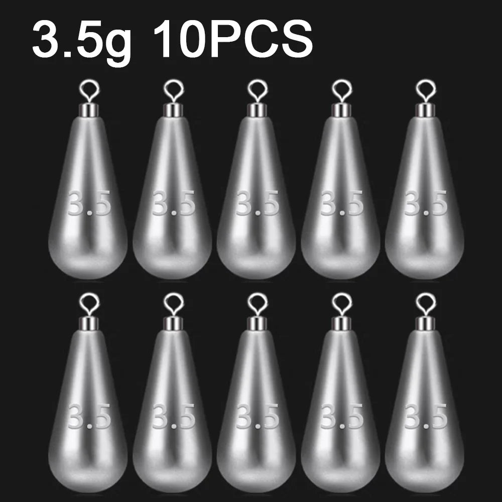 GOBAIT Fishing Sinkers – 10PCS Drop Shot Weights 3.5g to 10g for Quick Rod Plumb Pendant Jig Tackle