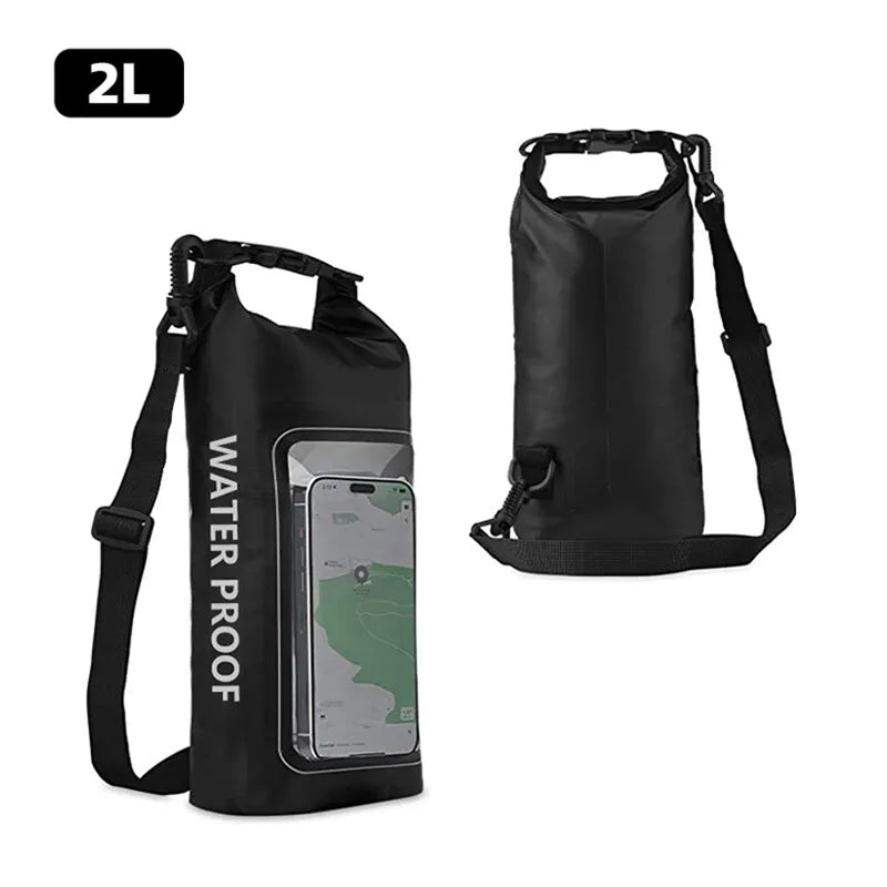 2L PVC Waterproof Dry Bag with Touch Screen Shoulder Strap
