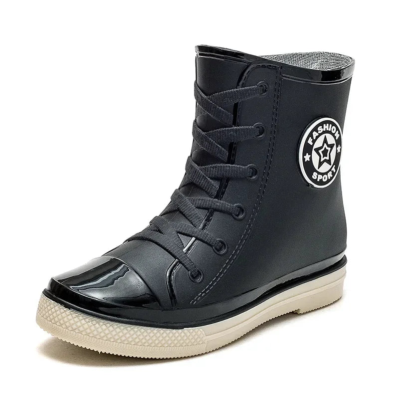 Women’s Slip-On Waterproof Ankle Rain Boots for Dog Walks & Urban Fishing