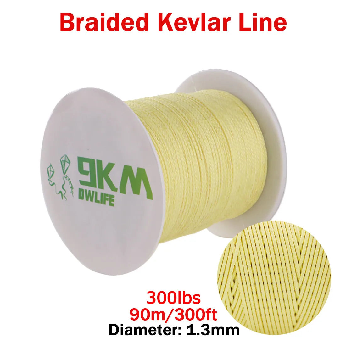 9KM DWLIFE Kevlar Braided Fishing Line – 0.8mm to 3.5mm Wear-Resistant Outdoor Assist Line