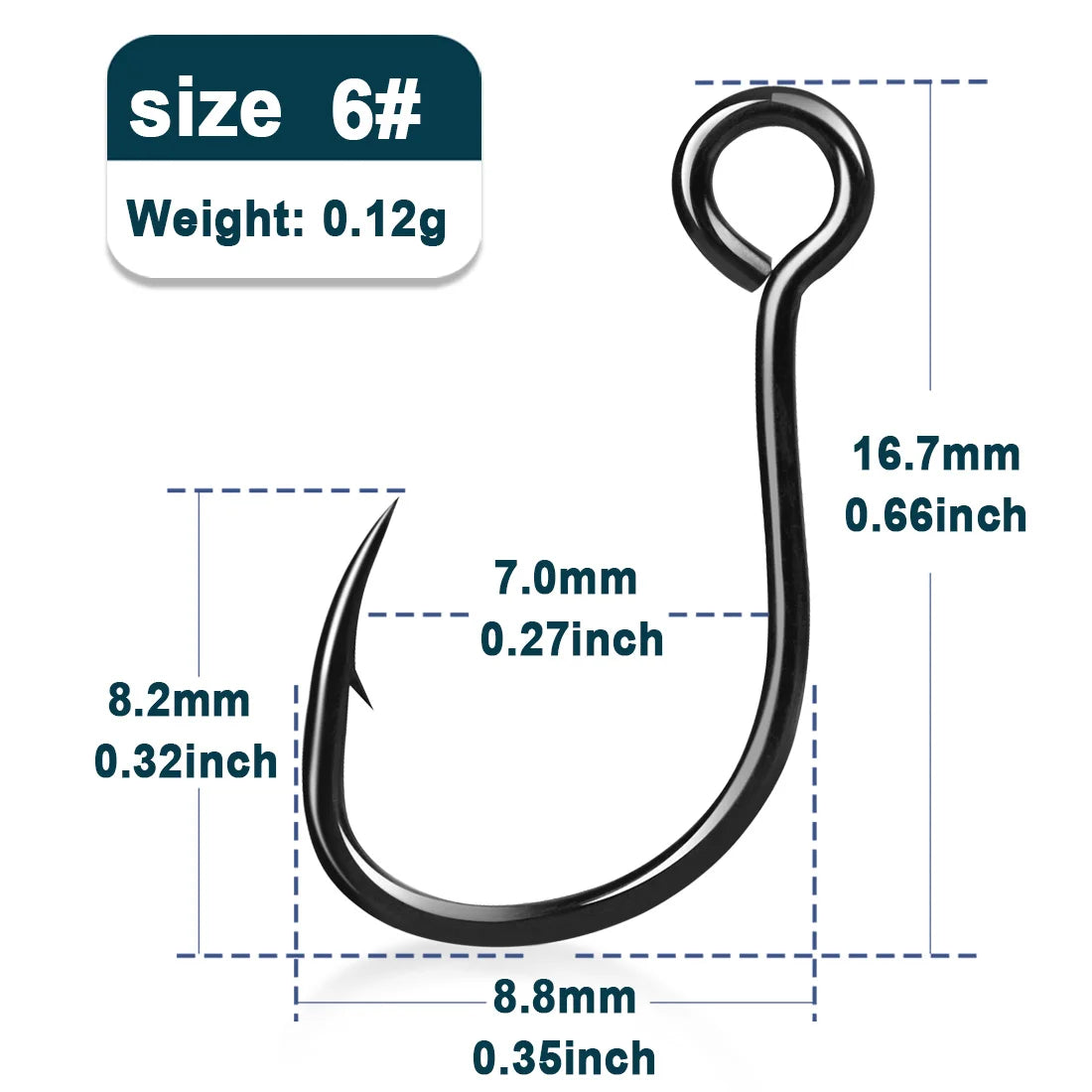 50/100/200PCS Inline Single Hooks – Strong Siwash Replacement Hooks for Saltwater & Freshwater Fishing