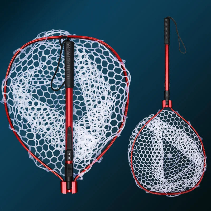 HISTAR Ultralight Foldable Fly Fishing Landing Net – Soft Rubber Mesh with Stainless Steel Handle