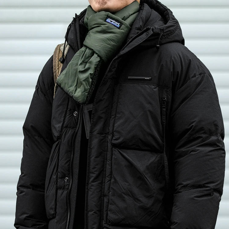 Men's Lightweight Windproof Down Jacket – Casual Winter Puffer Coat with Hood