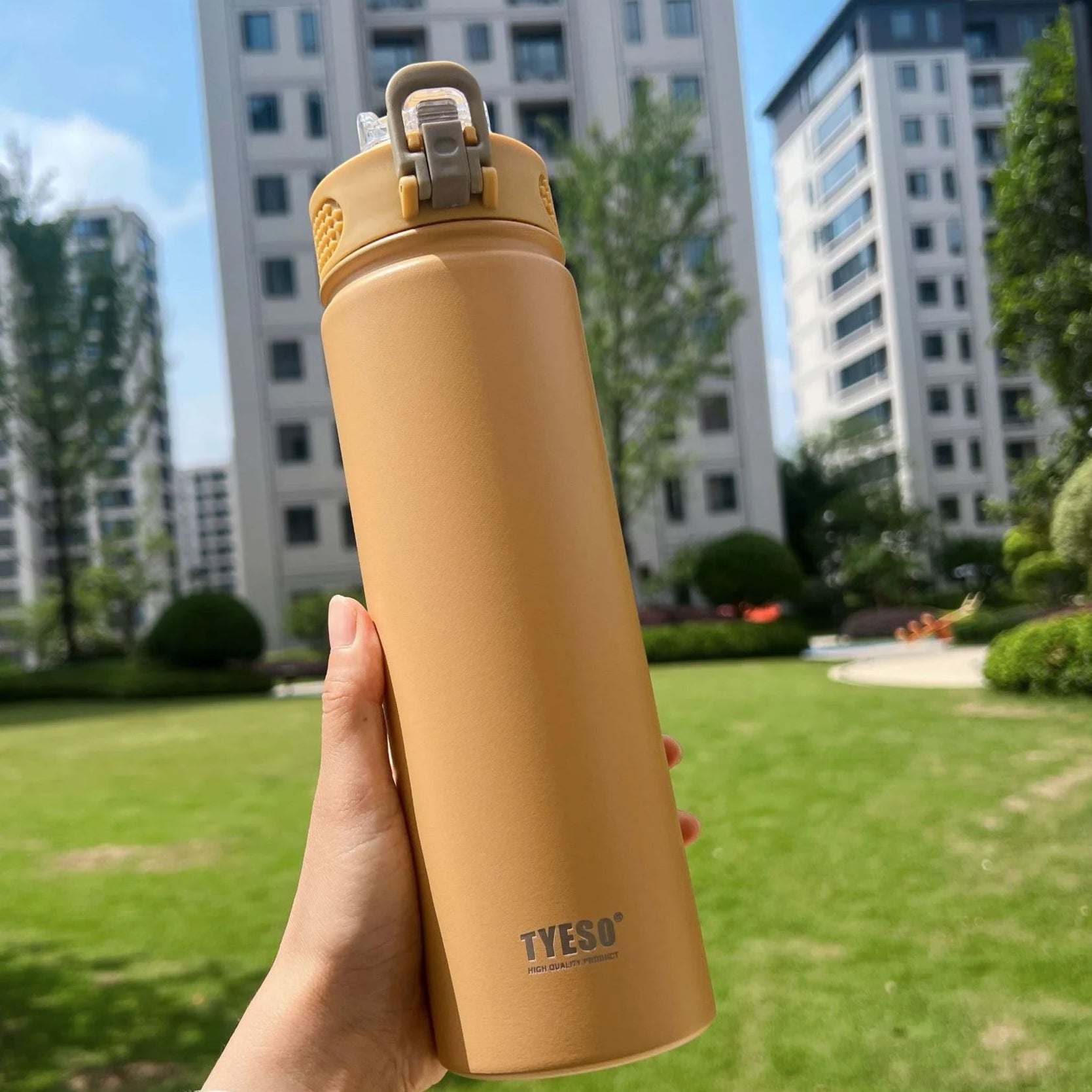 TYESO 600ML/750ML Stainless Steel Thermal Bottle with Straw – Hot & Cold Insulated Flask