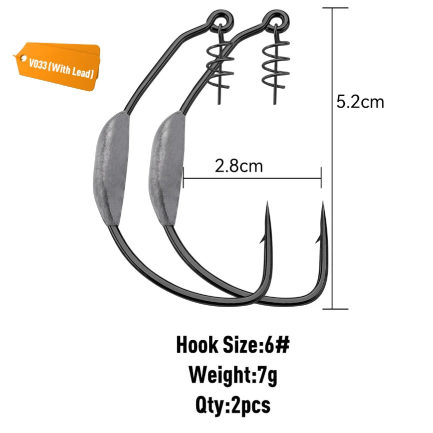 Spring Fishing Hooks – Carbon Steel Soft Bait Hooks with Spring Lock for Ocean Boat Fishing