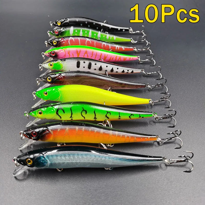 10PCS 11.5CM/14G Bionic Swing Hard Bait Lure - 3D Eyes Hook Wobbler