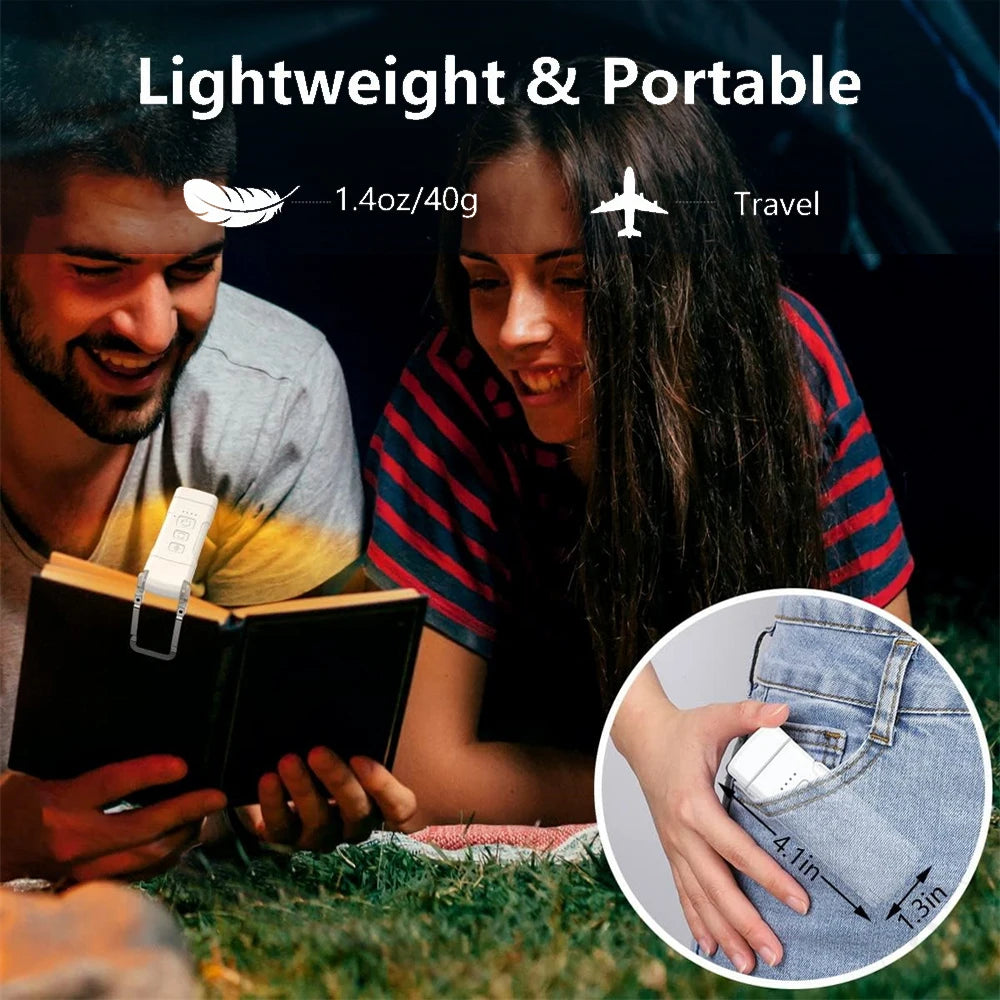 USB Clip-On Book Light – Timer, 3 Colours, 5 Brightness Modes