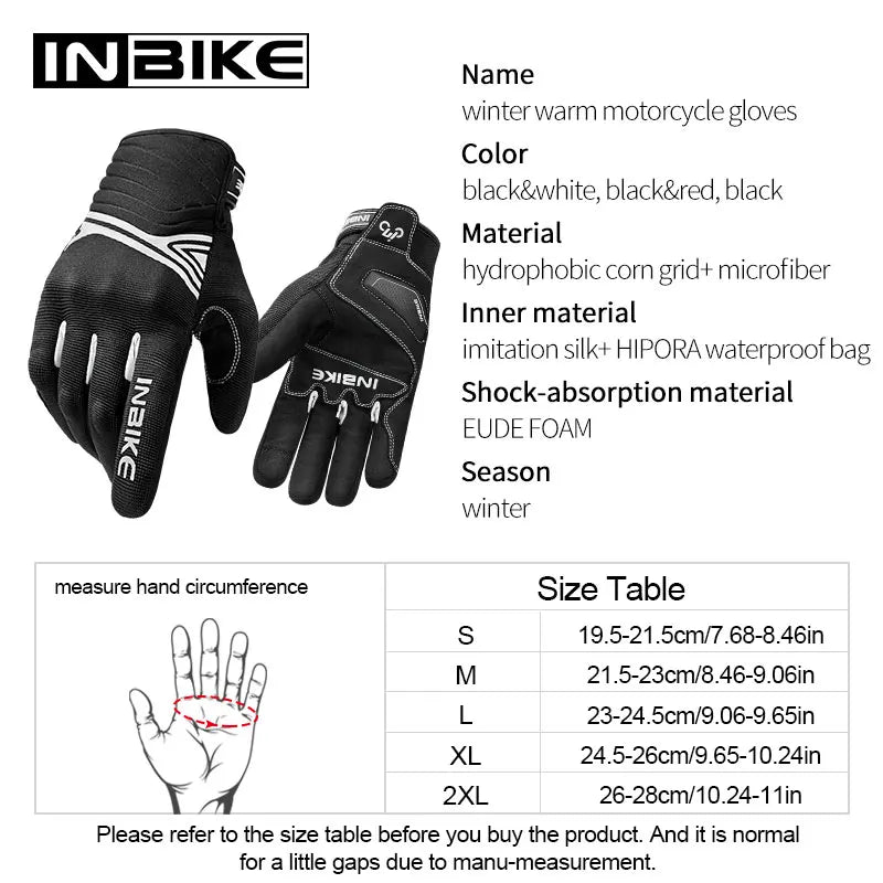 Winter Motorcycle Gloves with Touchscreen and Hard Shell Grip