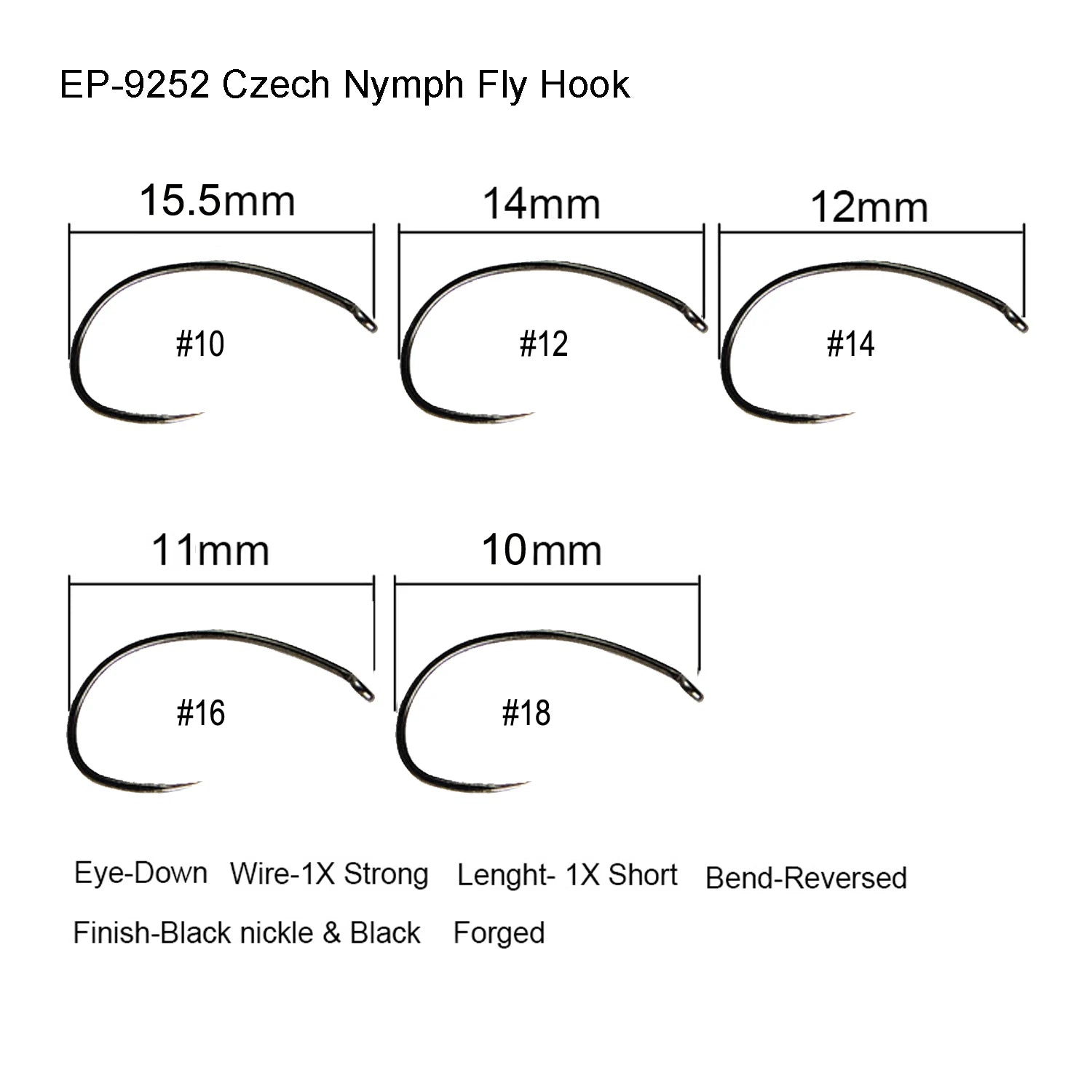 50PCS Competition Barbless Fly Fishing Hooks – Black Nickel