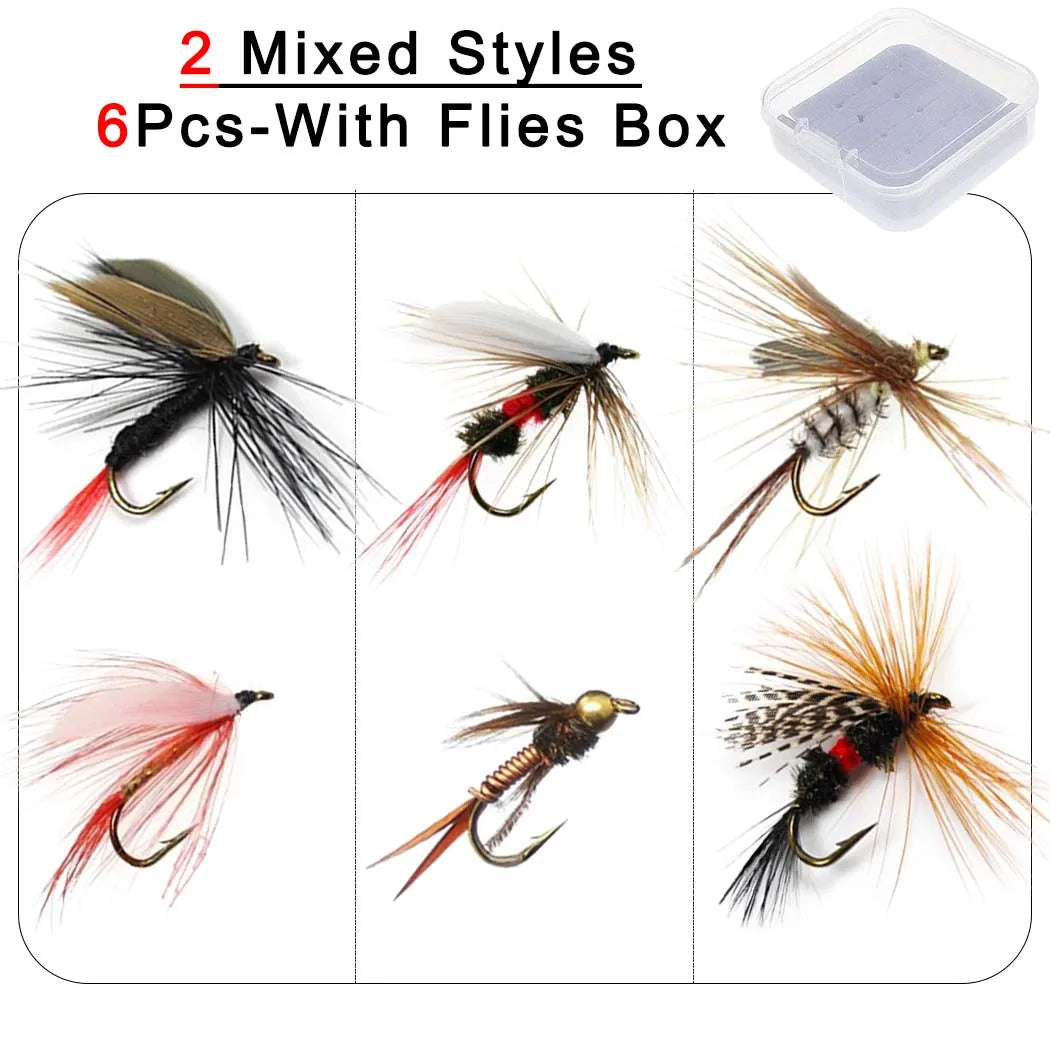 6PCS Fly Fishing Lure Set – Mixed Insect Flies For Trout & Nymph Fishing