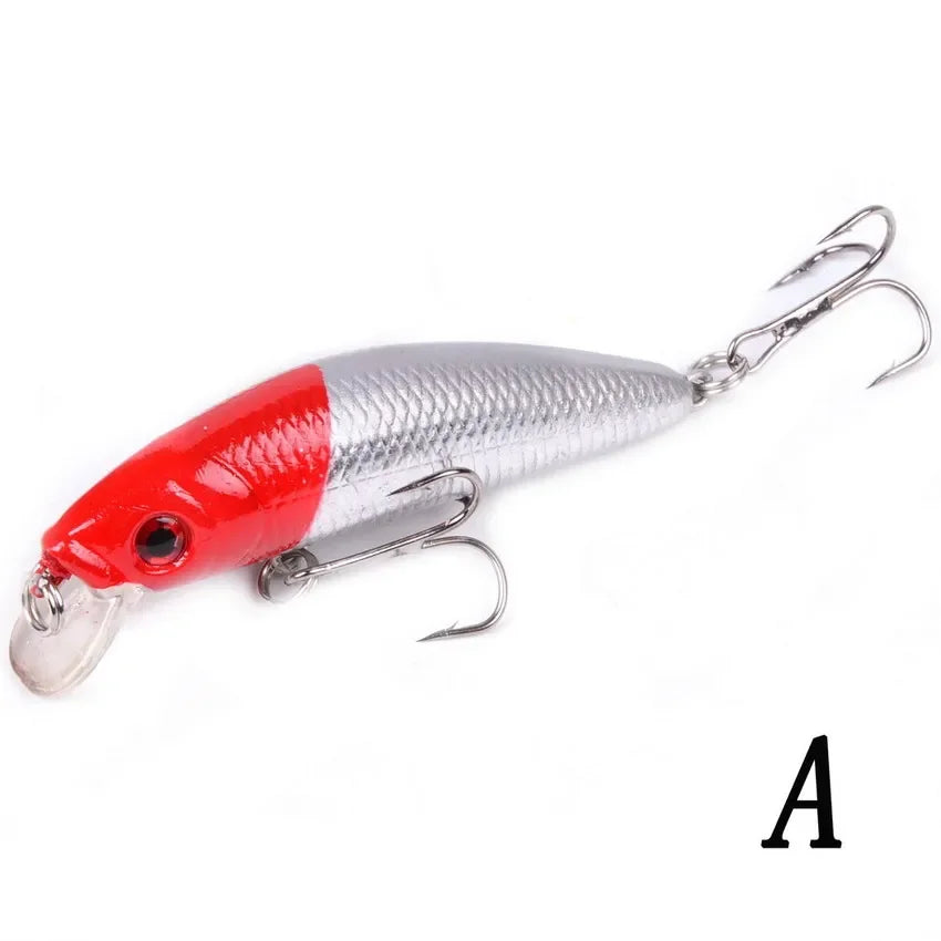 Minnow Fishing Lure - 70MM 8g 3D Eyes Crankbait Wobbler Artificial Hard Bait Tackle