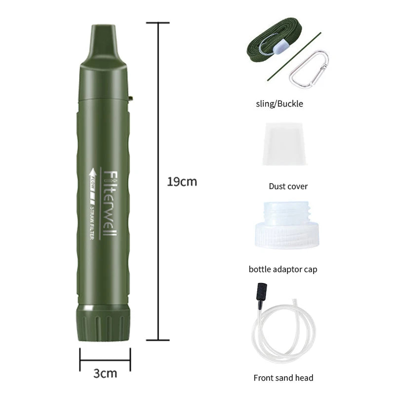 FILTERWELL Personal Camper Water Purifier – Portable Survival Water Filter for Outdoor Travel