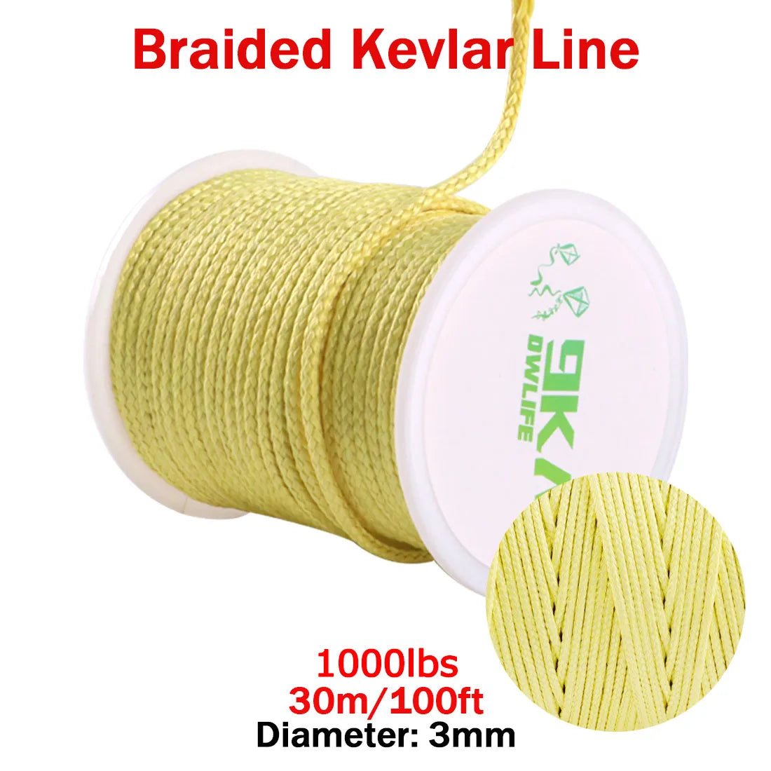 9KM DWLIFE Kevlar Braided Fishing Line – 0.8mm to 3.5mm Wear-Resistant Outdoor Assist Line