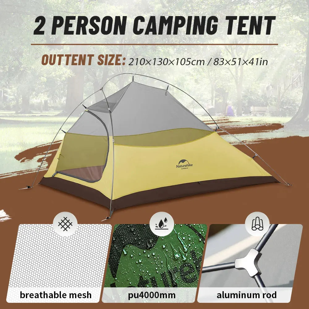NATUREHIKE Cloud Up 2 Ultralight Waterproof Trekking Tent for Two-Person Camping & Hiking
