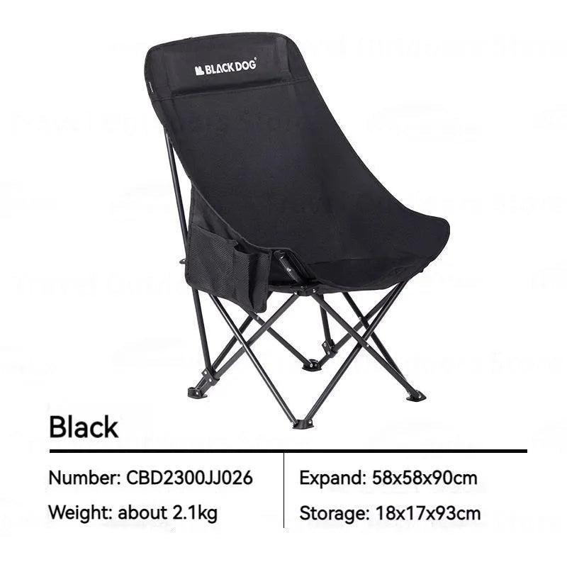 BLACKDOG Folding Chair - High Back Camping Moon Chair for Outdoor, Beach & Picnic