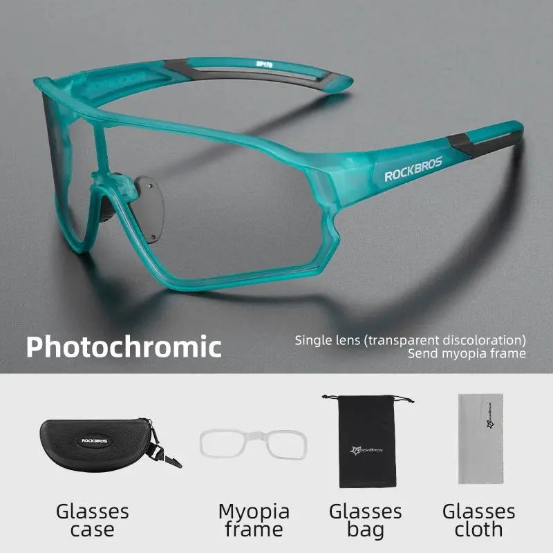 ROCKBROS Photochromic Cycling Glasses – UV400 Protection, Ultra-Light MTB & Road Bike Eyewear