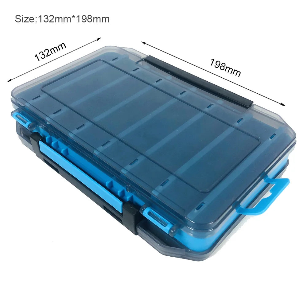 Double-Sided Fishing Tackle Box with 12–14 Compartments