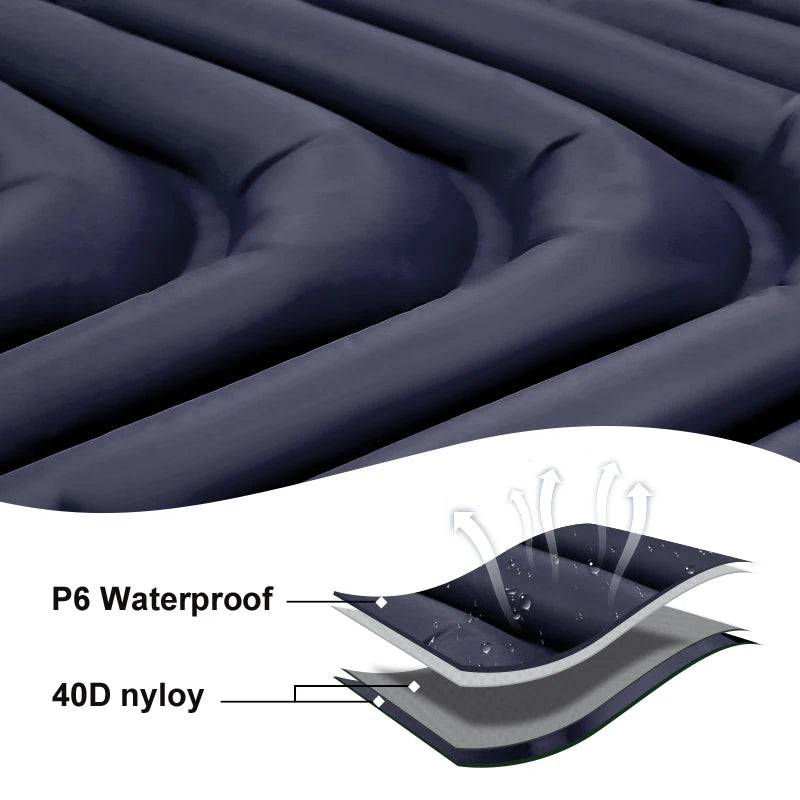 PACOONE Ultralight Inflatable Waterproof Sleep Pad with Built-in Pump & Pillow