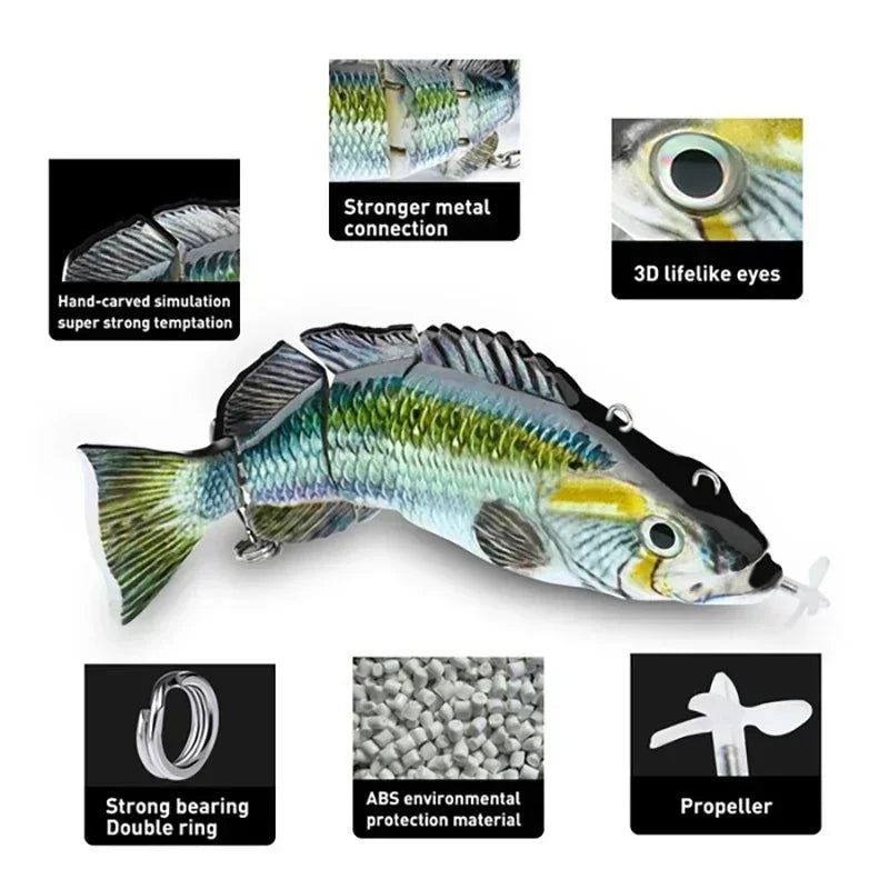 Robotic USB Rechargeable Auto Swimming Bait - Multi Jointed Wobbler
