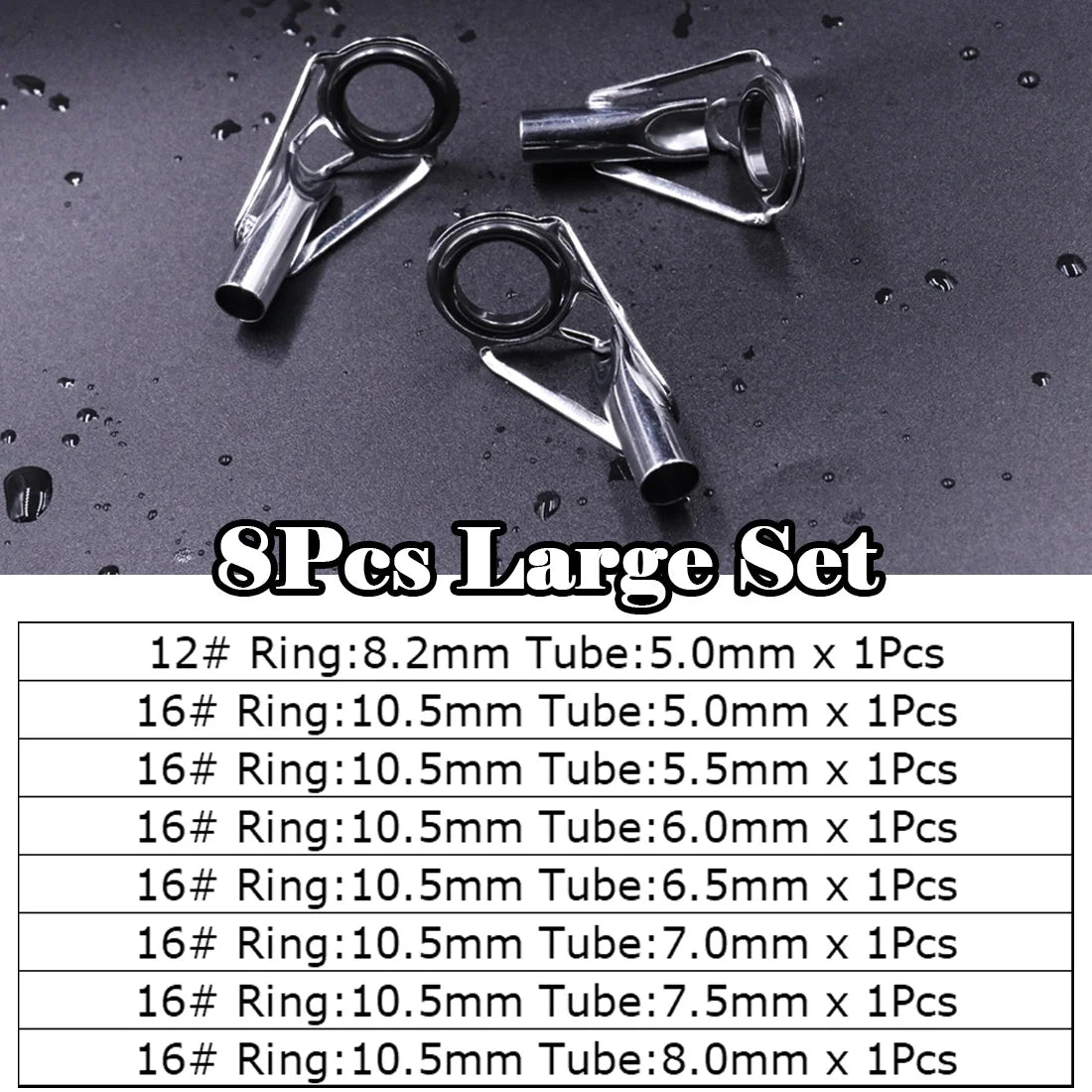 5PCS Stainless Steel Rod Tip Repair Kit with Ceramic Rings