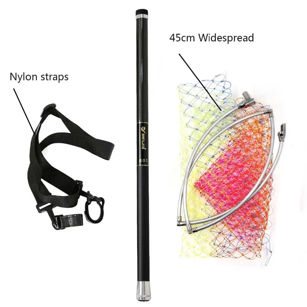 3M Carbon Fibre Telescopic Fishing Landing Net – Foldable Handle for Catch & Release
