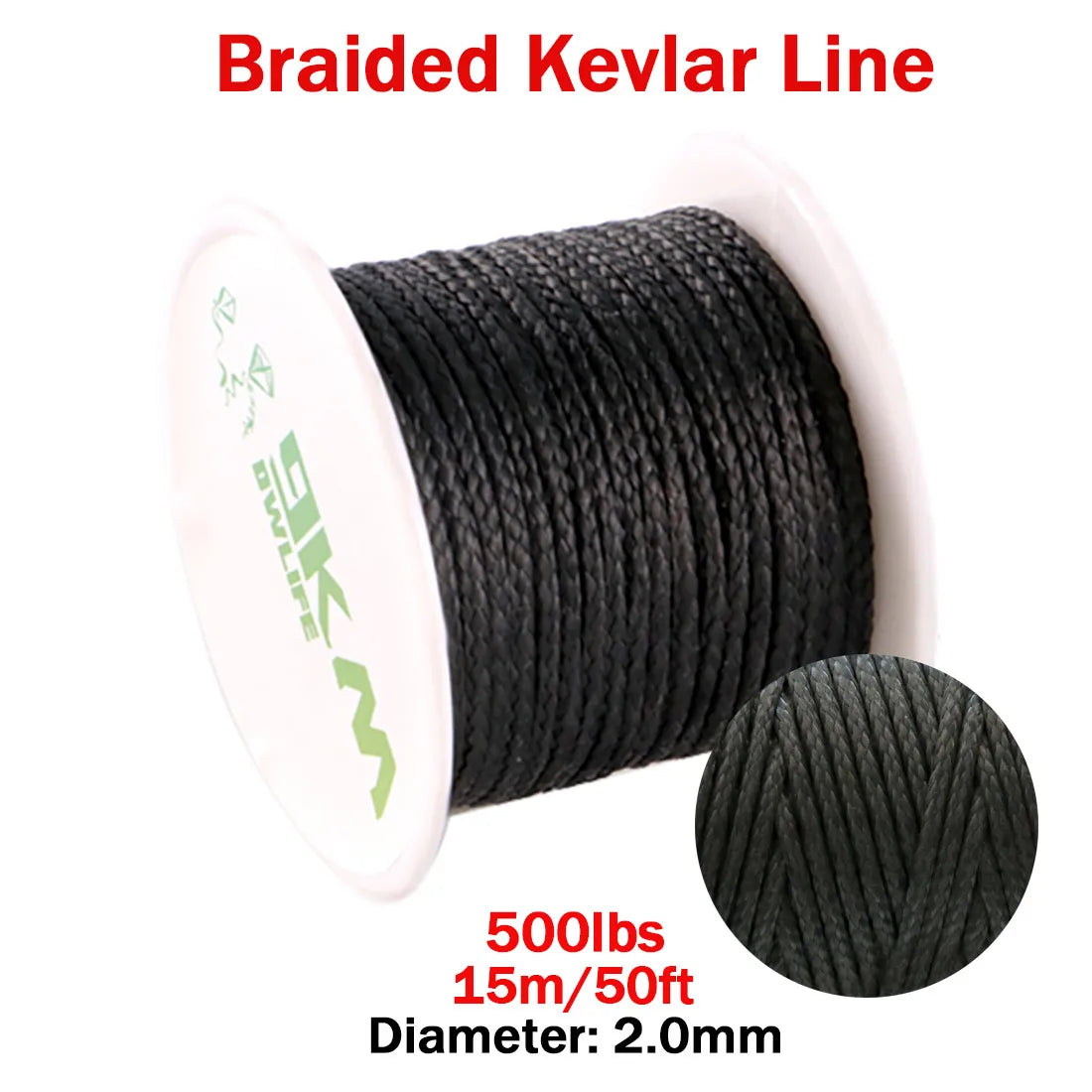 9KM DWLIFE Black Kevlar Braided Fishing Assist Line – High-Tensile, Cut-Resistant Tactical Cord