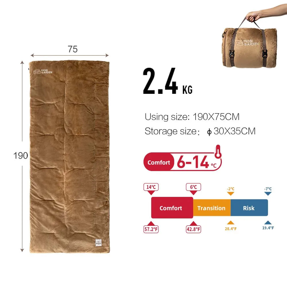 MOBI GARDEN Velvet Camping Sleeping Bag – Warm & Portable Glamping Sleep Solution