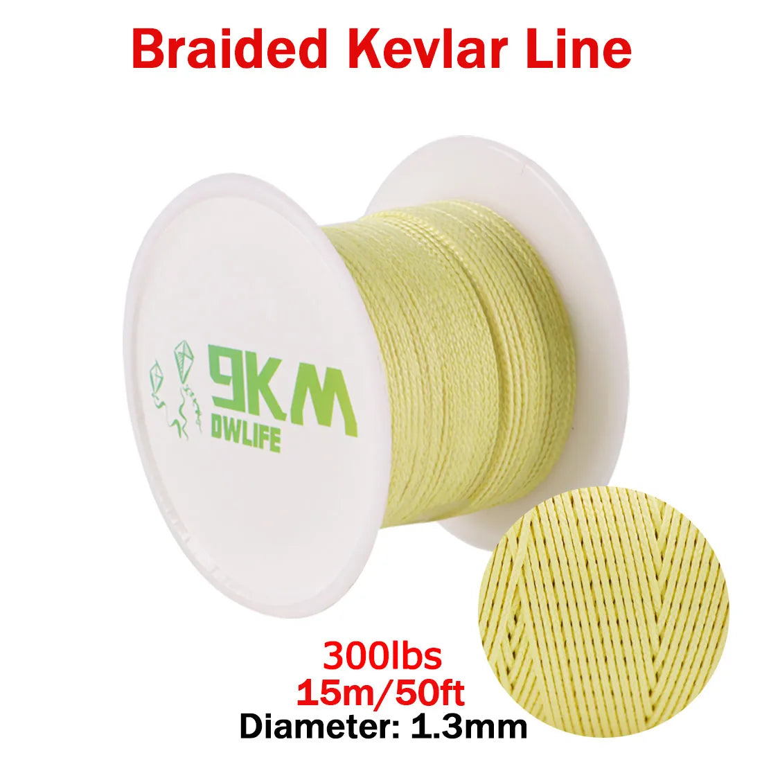 9KM DWLIFE Kevlar Braided Fishing Line – 0.8mm to 3.5mm Wear-Resistant Outdoor Assist Line