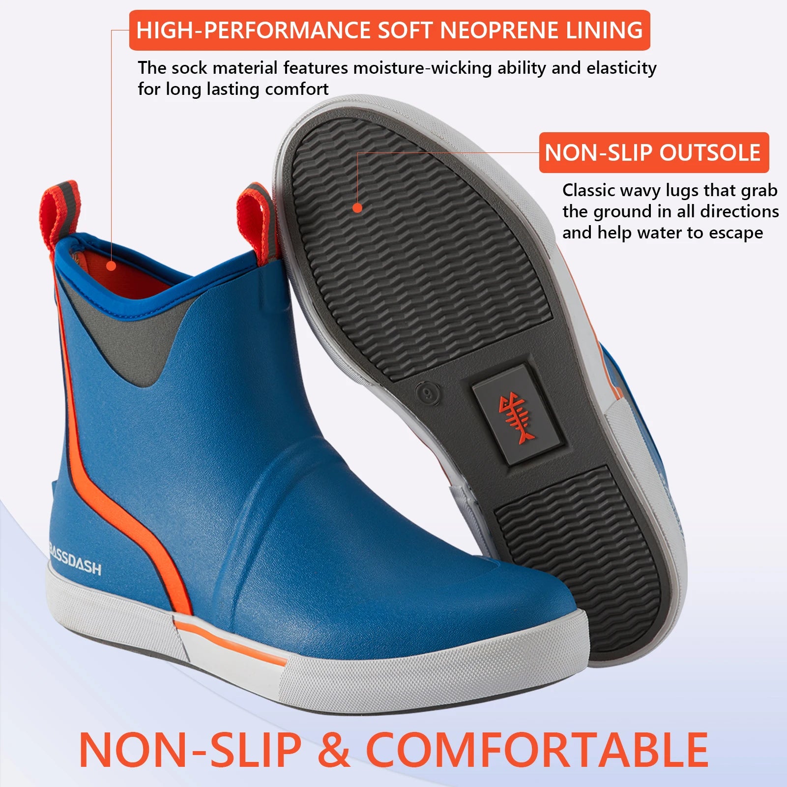 Men’s Waterproof Deck Boots – Breathable, Anti-Slip Rubber Boots For Fishing & Outdoor Use