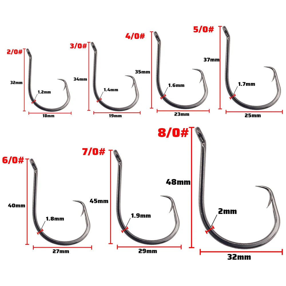 20PCS High-Strength Circle Hooks – Barbed Octopus Fishhooks For Saltwater & Freshwater