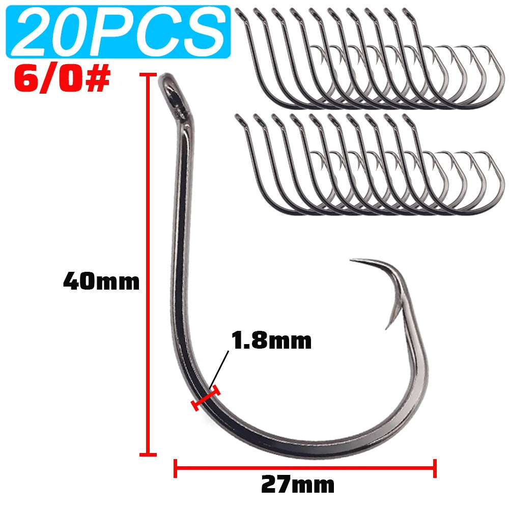 20PCS High-Strength Circle Hooks – Barbed Octopus Fishhooks For Saltwater & Freshwater