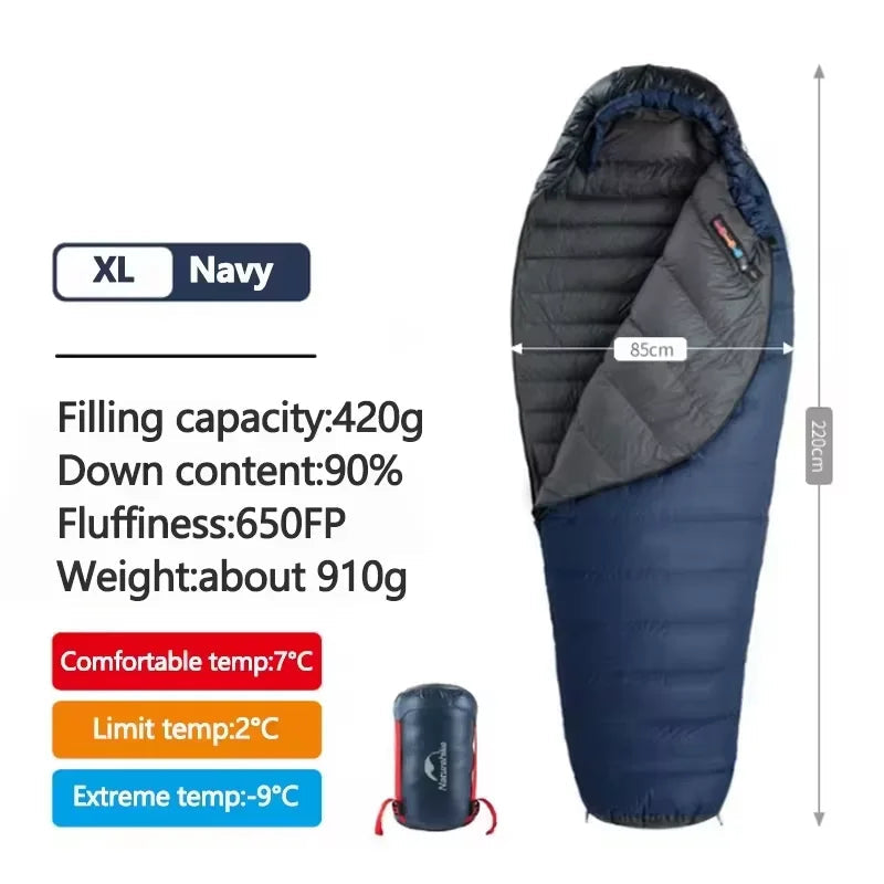 NATUREHIKE Snowbird Ultralight Duck Down Mummy Waterproof Sleeping Bag for Winter Camping