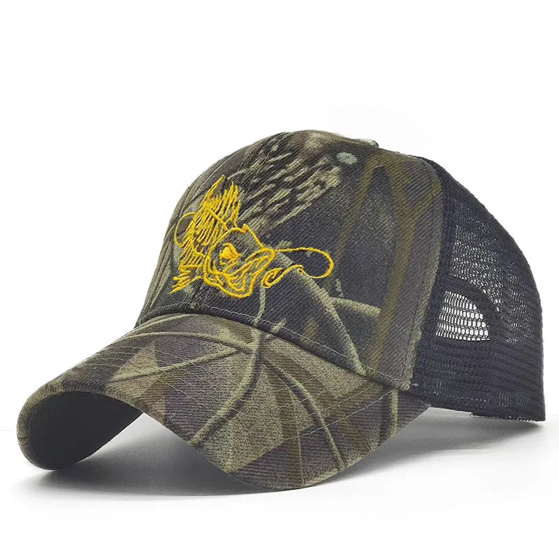 Embroidered Fish Bone Camo Cap – Adjustable Outdoor Hat
