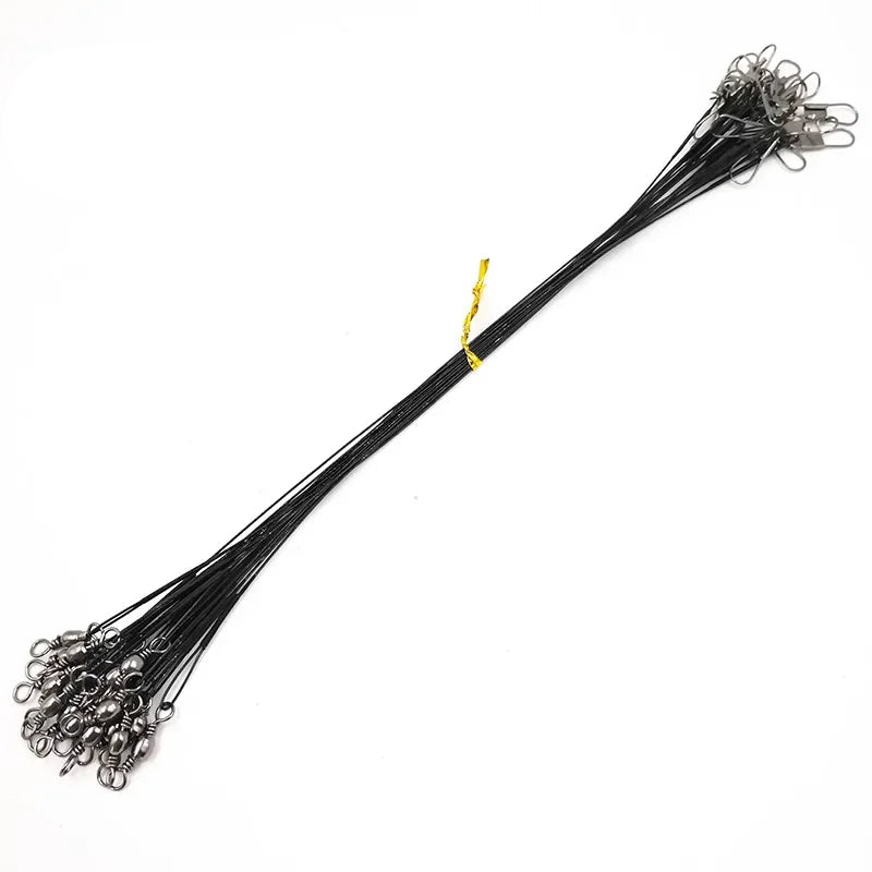 OUTKIT 20PCS Fishing Wire Leader Line – Swivel Tackle for Spinning, Shark, & Predator Fishing