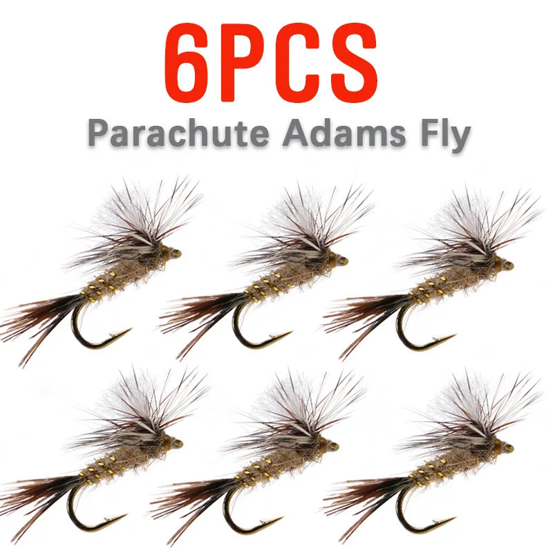 6PCS Deer Hair Irresistible Fly Set – Red Humpy, Parachute Adams, Top Trout Dry Fly Patterns