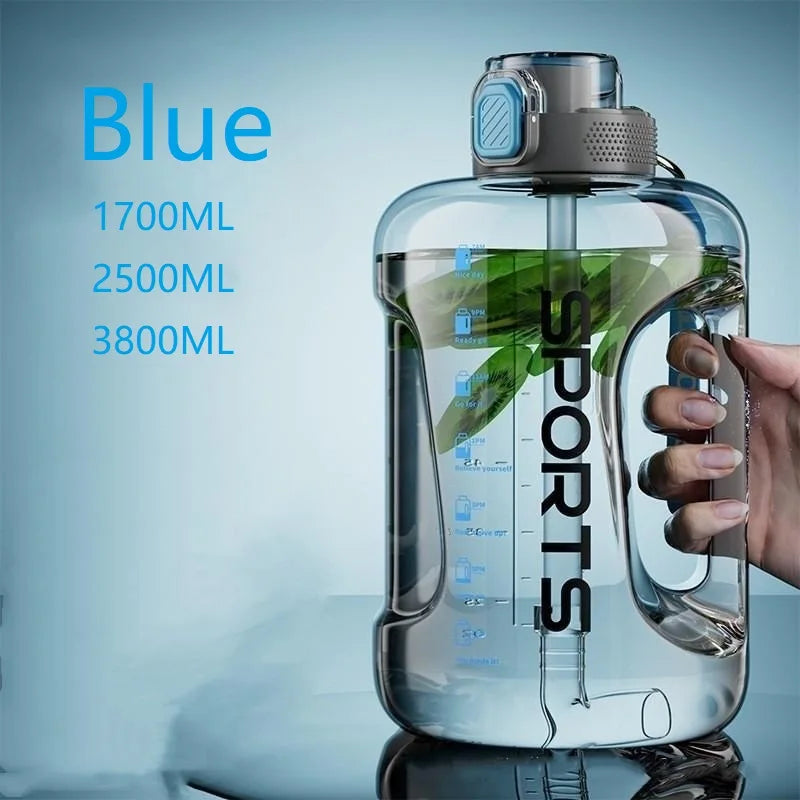 Large Capacity Fitness Cup - BPA Free Sports Water Bottle with Straw (1700ML/2500ML/3800ML)