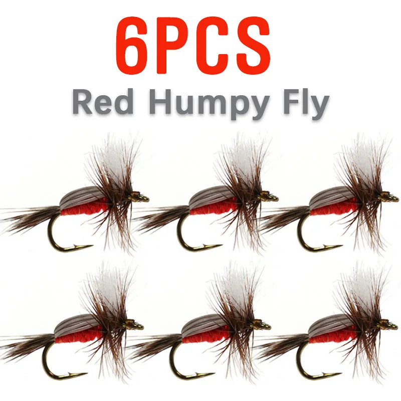 6PCS Deer Hair Irresistible Fly Set – Red Humpy, Parachute Adams, Top Trout Dry Fly Patterns