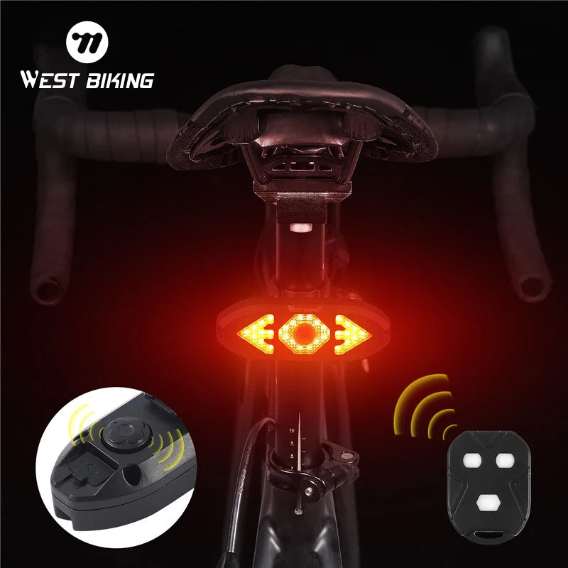 Bike Turn Signal Rear Light with Remote and USB Rechargeable Horn