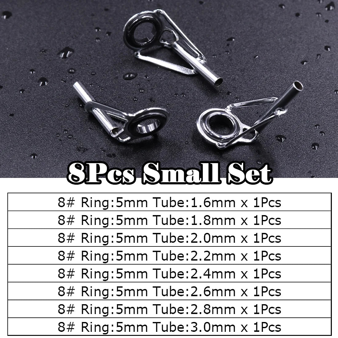 5PCS Stainless Steel Rod Tip Repair Kit with Ceramic Rings