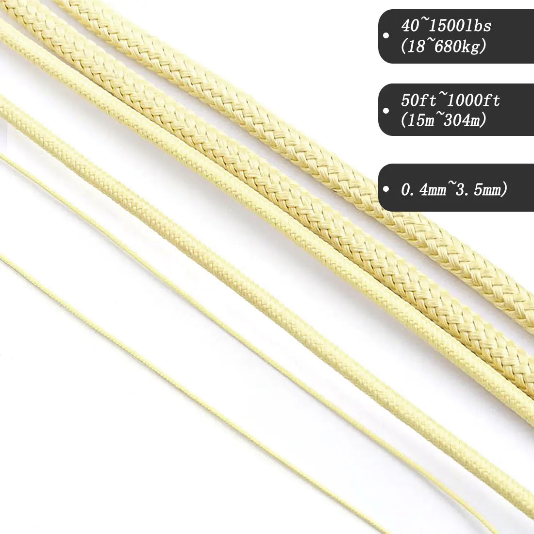 9KM DWLIFE Kevlar Braided Fishing Line – 0.8mm to 3.5mm Wear-Resistant Outdoor Assist Line
