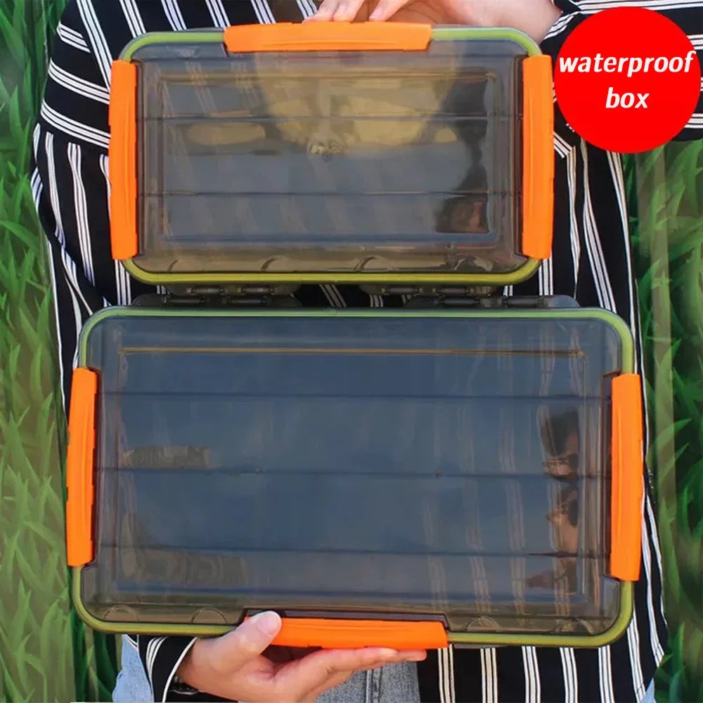 Waterproof Tackle Box with Adjustable Compartments & Clear Lid