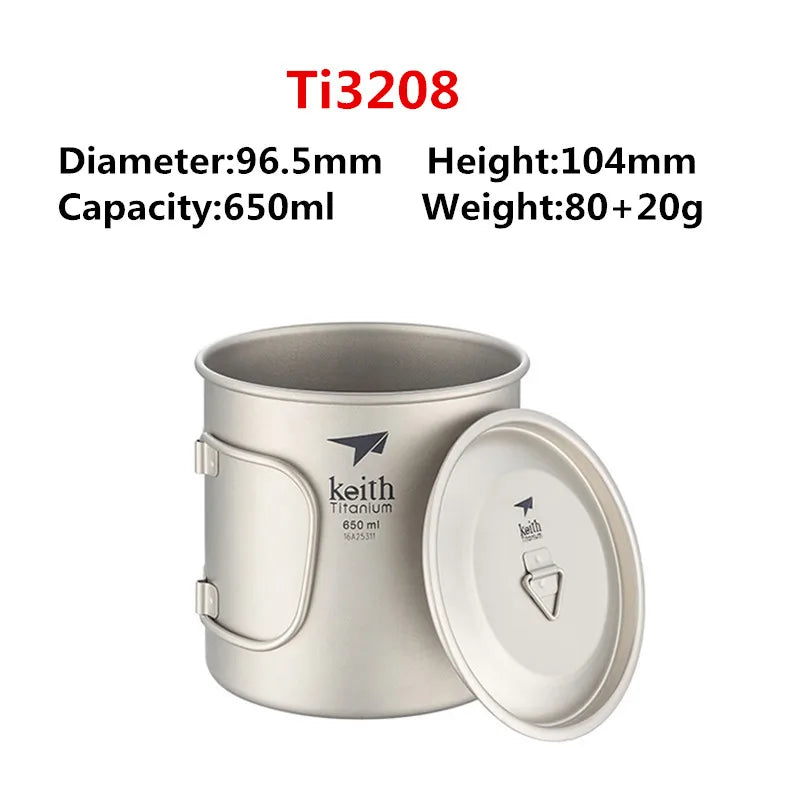 Titanium Folding Handle Mug – Lightweight Single Wall Cup for Outdoor Camping & Hiking